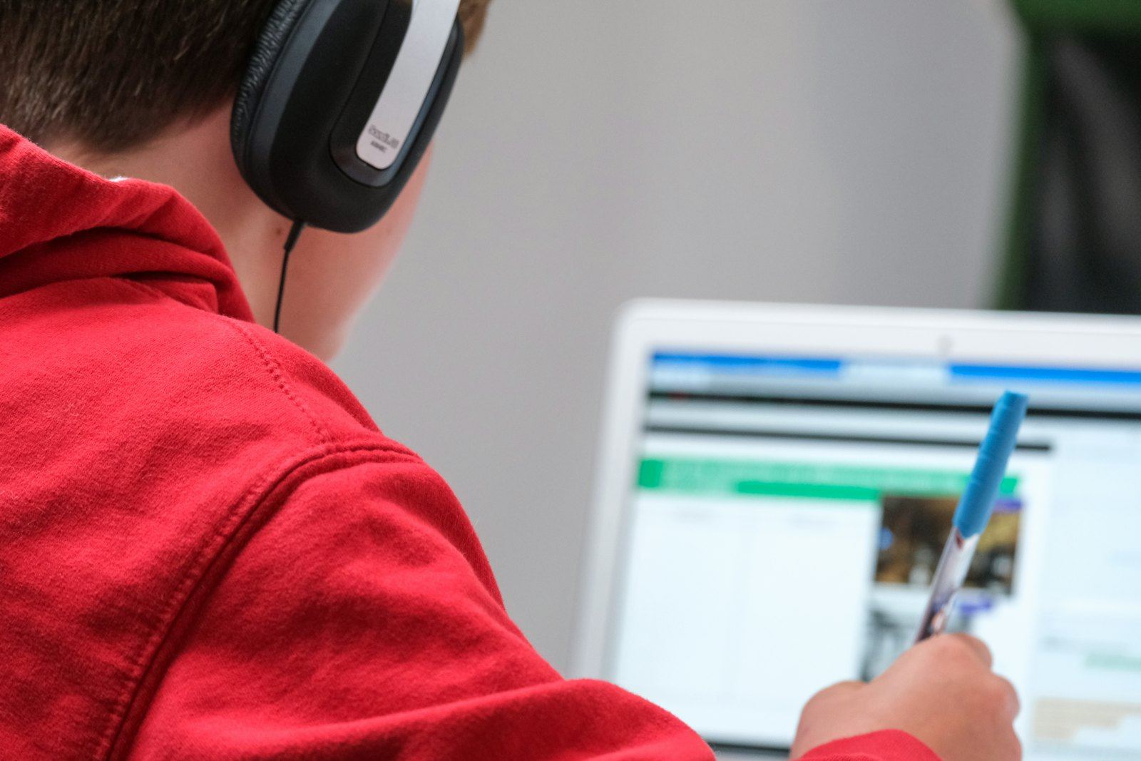 A student using a tablet for learning